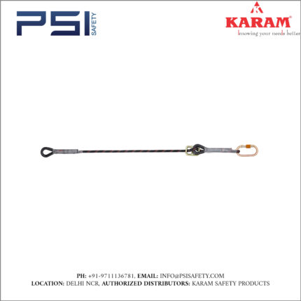 Karam Restraint Kernmantle Rope Adjustable Lanyard with One Side Loop and Other Side Karabiner PN112 Model - PN282(AD)