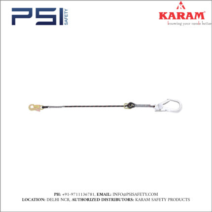 Karam Restraint Kernmantle Rope Adjustable Lanyard with One Side Hook PN121 and Other Side Hook PN136 Model - PN289(A)(AD)