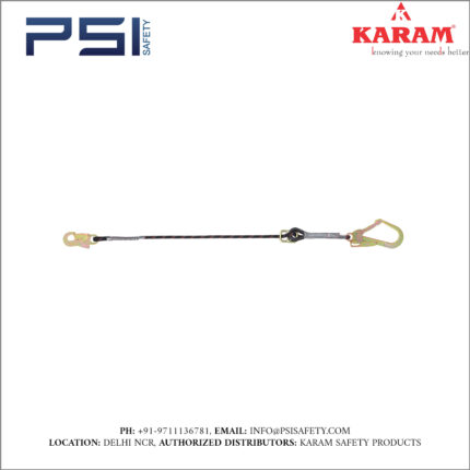 Karam Restraint Kernmantle Rope Adjustable Lanyard with One Side Hook PN121 and Other Side Hook PN131N Model - PN289N(AD)
