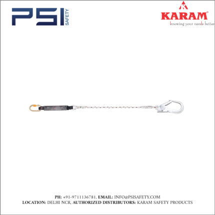 Karam Energy Absorbing Twisted Rope Lanyard One Side Karabiner PN112 and Other Side Hook PN136 Model - PN308(A)